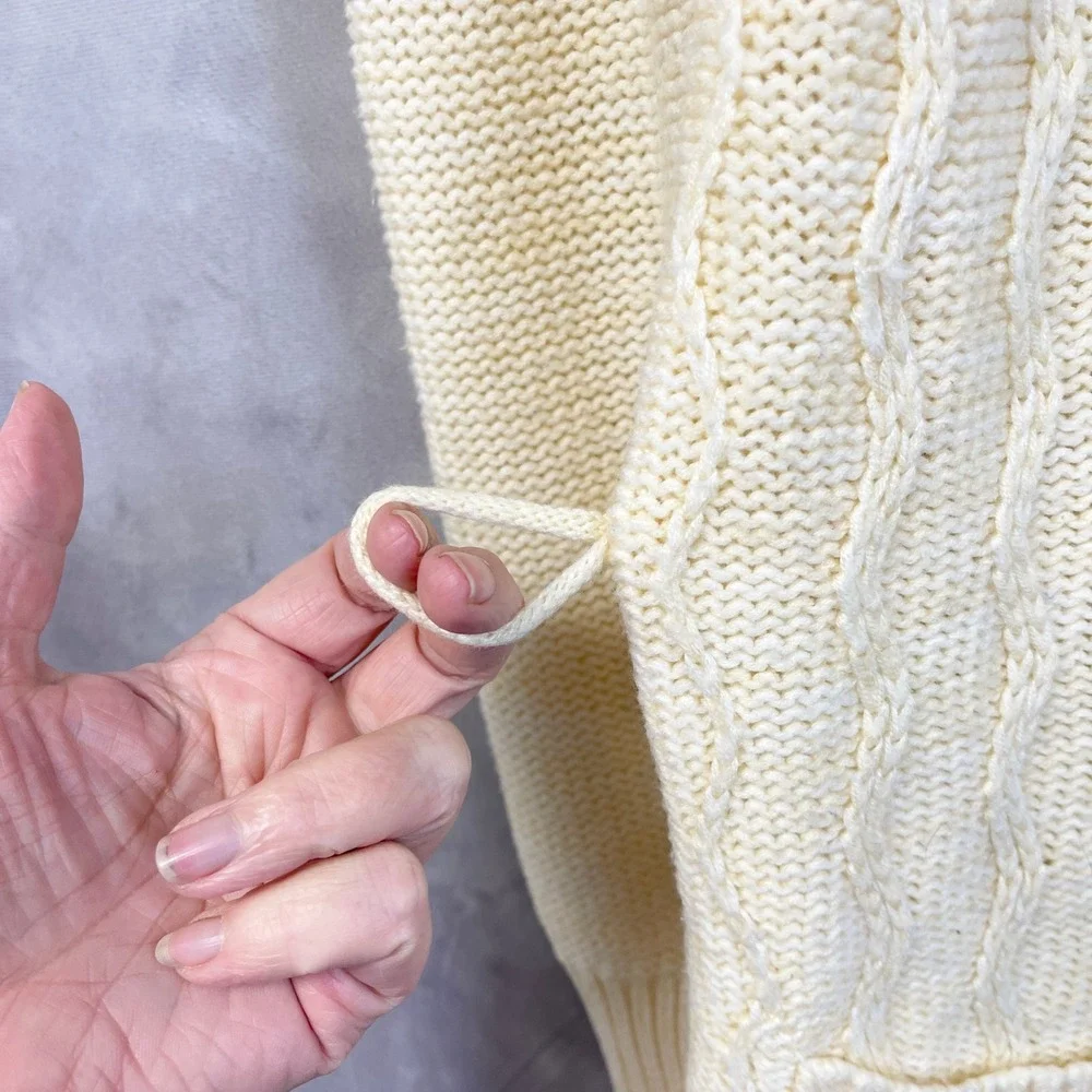 Vtg 70s Gemini Collection Long Cardigan Sweater Women Medium Cable Knit Cottage